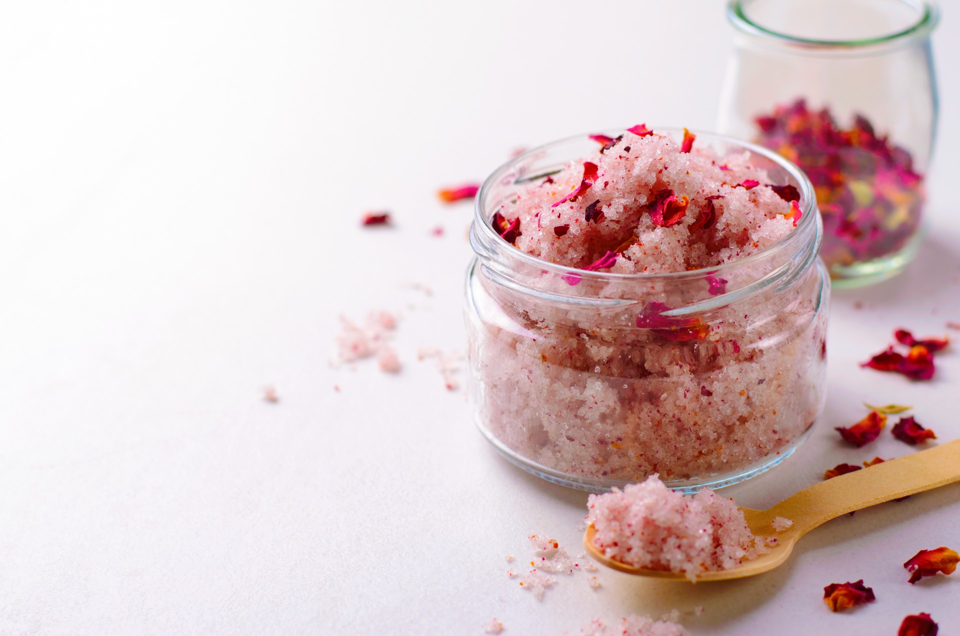 Natural Rose Sugar Scrub, Homemade Cosmetics, Spa Treatment